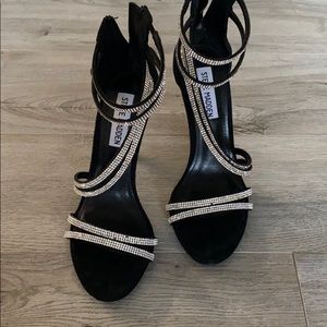 black and silver heels